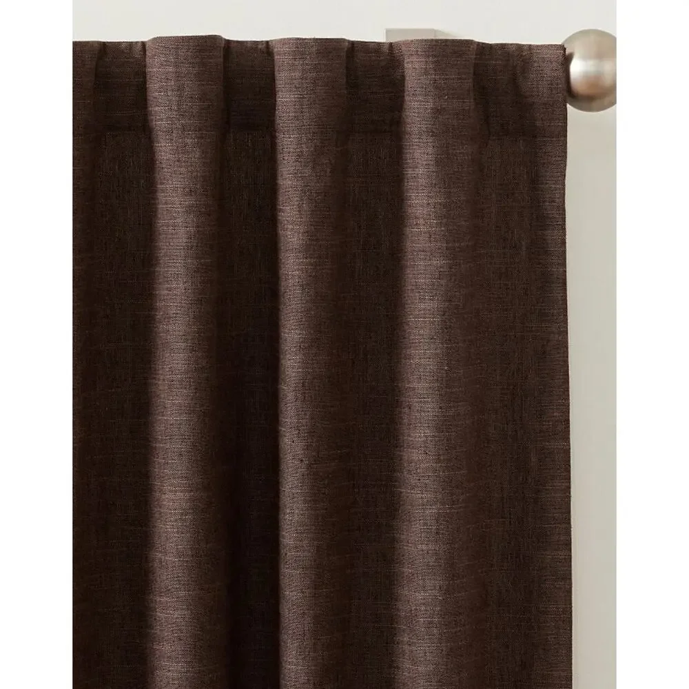 $399 Pottery Barn EMERY Linen Blackout Curtain | Expresso Brown, 50x120
